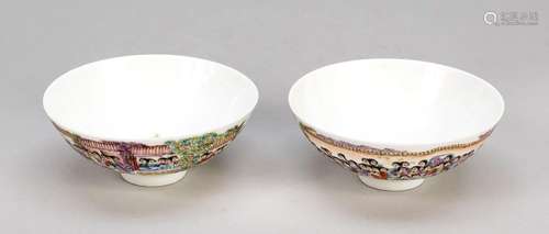 Pair of tea bowls 100 beauties, China, probably republic per...