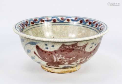 Fish bowl, China, Ming dynasty(1368-1644), stoneware bowl wi...