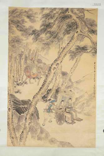 Wang Su(=Xiaomou, 1794-1877): ''Guanyu pursues the two ladie...