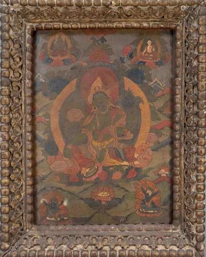 Thangka of the Green Tara, probably Nepal, 20th century, col...