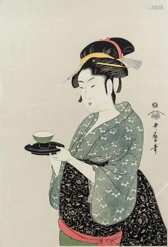 Kitagawa Utamaro(1753-1806): ''The tea girl Okita of the Nan...