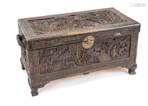 Cinema folding box, China, 20th c., carved wood(probably cam...