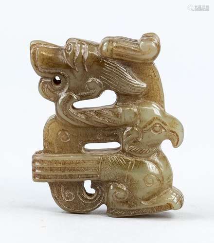 Smoky green jade dragon on bird, China, Republic period(1912...