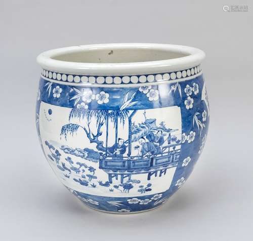 Large cache pot with broken ice, China, porcelain with cobal...