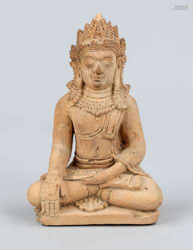 Clay Buddha, Tibet, probably 19th c., the crowned Siddharta ...