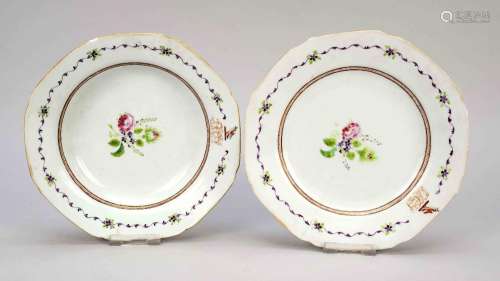 Flat and deep plate, probably France 18th century, porcelain...