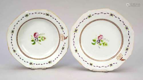 Flat and deep plate, probably France 18th century, porcelain...