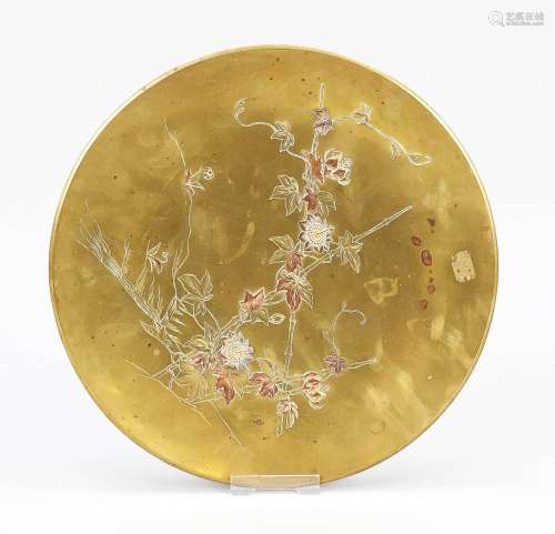 Brass plate passion fruit, Japan, 20th century, round plate ...