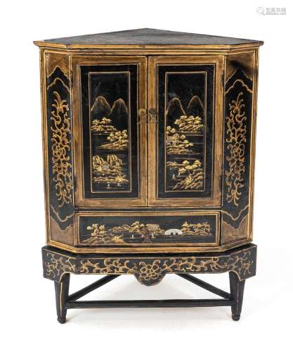 Asian style corner cupboard, 20th century, wood with paintin...