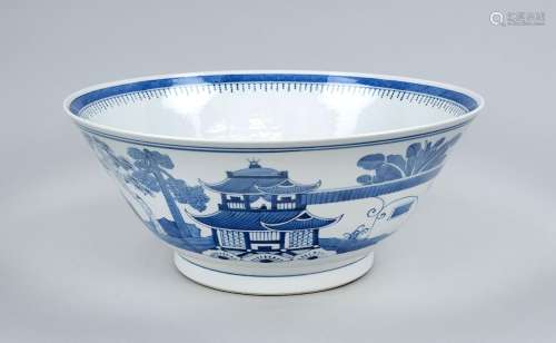 Large blue and white soup bowl, China, 21st century, porcela...