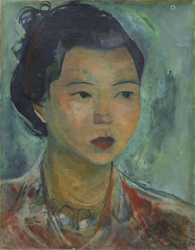 ECOLE CHINOISE. Vers 1940-1950. <br />
Portrait de jeune Chi...