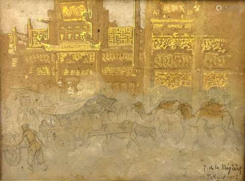 Joseph DE LA NEZIERE (1873-1944).<br />
Caravanes à Pékin, 1...