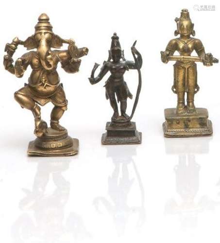 Statues de Ganesh, Rama et possiblement Annapurna en alliage