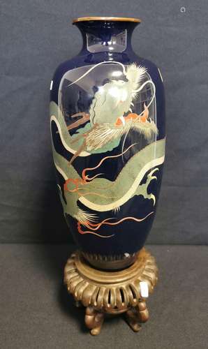 CLOISONNE VASE WITH DRAGON DECOR