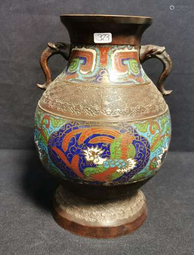 VASE WITH ENAMEL DECOR