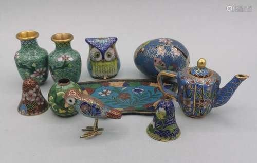 10 MINIATURE CLOISONNE OBJECTS