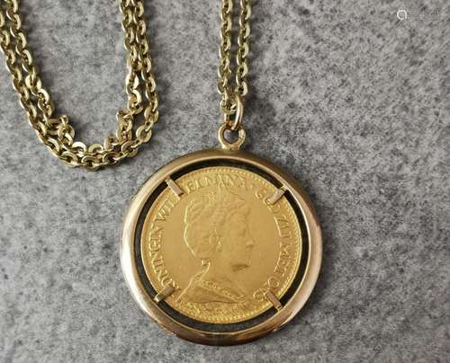 GOLD PENDANT 10 GULDEN 1917