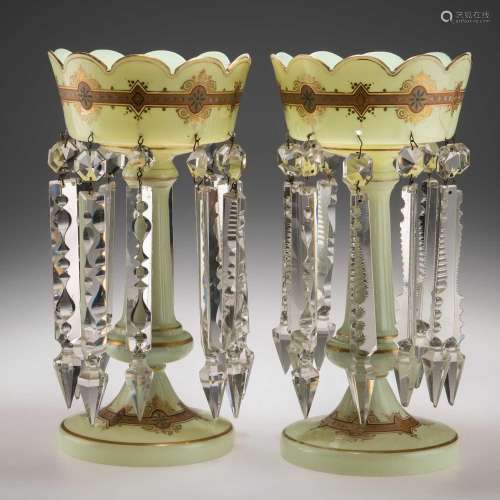 A PAIR OF MID-19TH CENTURY GLASS TABLE LUSTRES