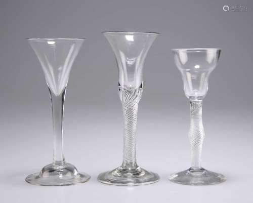 THREE 18TH CENTURY WINE GLASSES