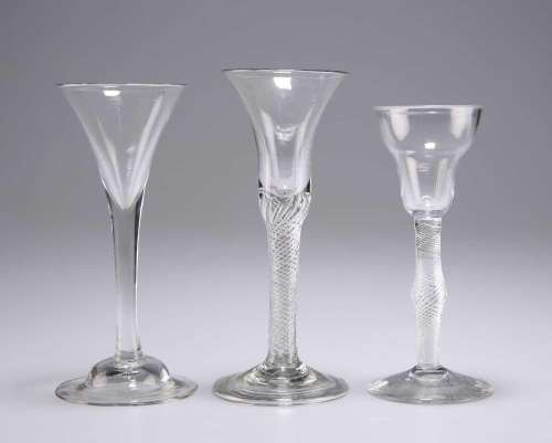 THREE 18TH CENTURY WINE GLASSES