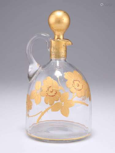 A LATE 19TH/EARLY 20TH CENTURY GILT GLASS DECANTER, POSSIBLY...