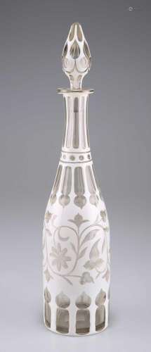 A 19TH CENTURY BOHEMIAN OVERLAY GLASS DECANTER