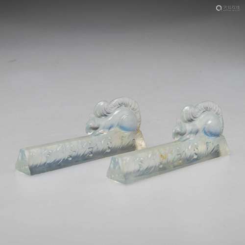 A PAIR OF JOBLINGS OPALIQUE GLASS PAPERWEIGHTS, CIRCA 1930S