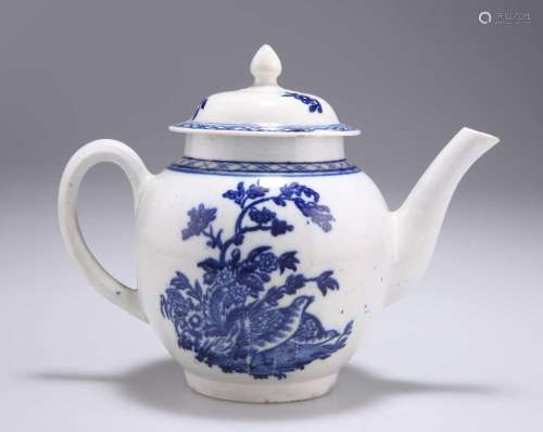 A JOHN PENNINGTON LIVERPOOL BLUE AND WHITE TEAPOT AND COVER,...