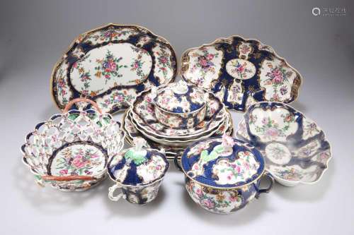 A COLLECTION OF WORCESTER BLUE-SCALE GROUND PORCELAIN, CIRCA...