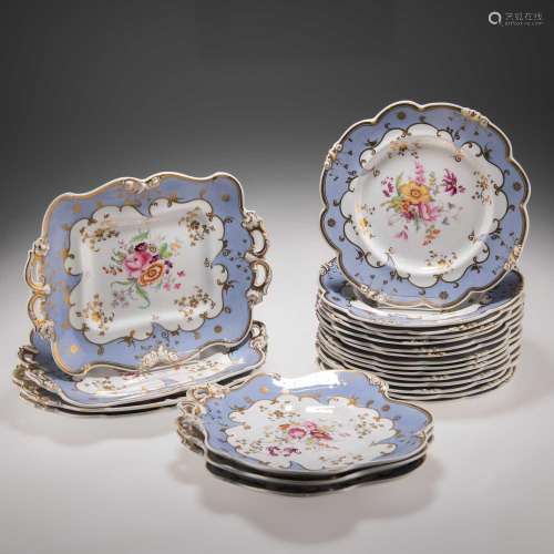 A 19TH CENTURY ENGLISH DESSERT SERVICE, POSSIBLY COALPORT