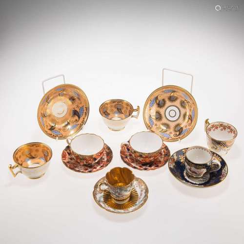 A GROUP OF 19TH CENTURY ENGLISH AND OTHER PORCELAIN TEA AND ...