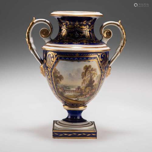 A BLOOR DERBY LANDSCAPE VASE, CIRCA 1830