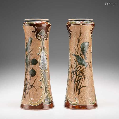 FLORENCE E. BARLOW FOR DOULTON LAMBETH, A PAIR OF LATE 19TH ...
