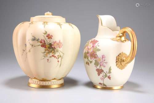 THREE PIECES OF ROYAL WORCESTER BLUSH IVORY