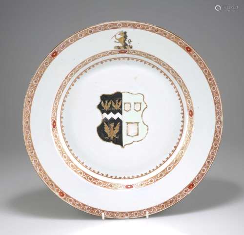 A CHINESE ARMORIAL PORCELAIN DISH, YONGZHENG, CIRCA 1730-35