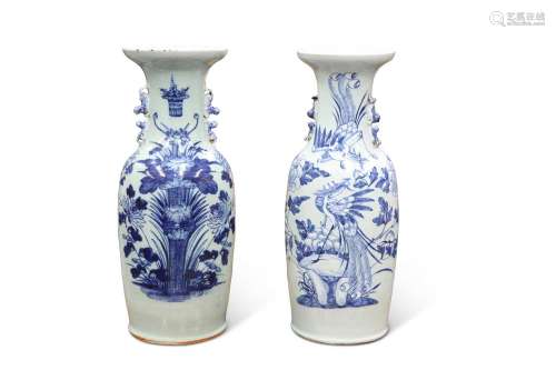 TWO 19TH CENTURY CHINESE BLUE AND WHITE VASES