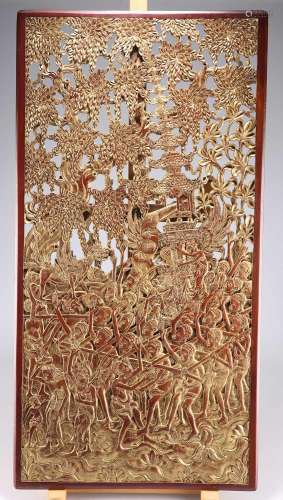 A SOUTHEAST ASIAN CARVED PANEL, POSSIBLY BALINESE