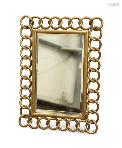 A VICTORIAN BRASS LINKED-RING MIRROR