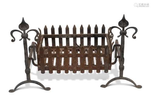 A CAST IRON FIRE BASKET