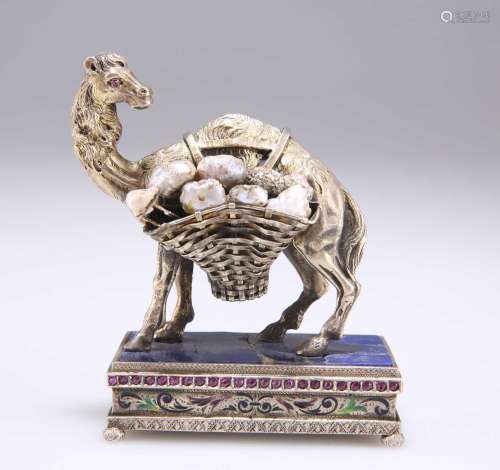 A VIENNESE SILVER, NATURAL PEARL AND LAPIS LAZULI MODEL OF A...
