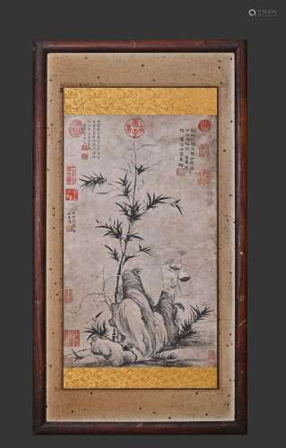 Ke Jiusi Bamboo and Stone Drawing Book Frame