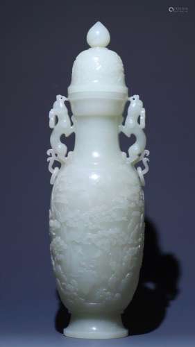 Hetian Jade Dragon Ear Vase