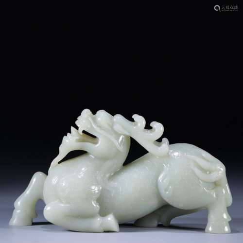 Hetian jade unicorn ornament