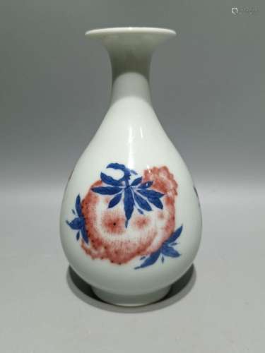 Blue and white underglaze red sandy jade pot and spring vase