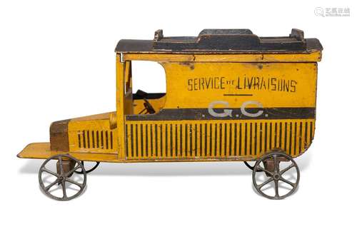 A NAÏVE WOODEN MODEL OF A BELGIAN VAN