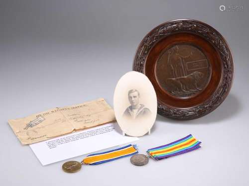 A FIRST WORLD WAR ROYAL NAVAL RESERVE MEDAL PAIR, WITH DEATH...