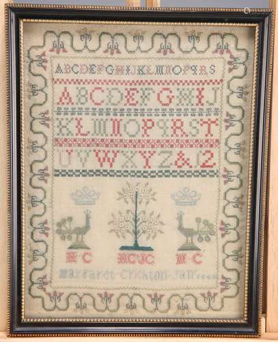 AN EARLY VICTORIAN NEEDLEWORK SAMPLER