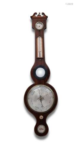 A 19TH CENTURY MAHOGANY WHEEL BAROMETER, SIGNED L. SOLCHA, H...