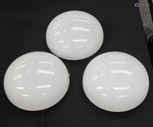 THREE OPALINE GLASS CEILING LIGHTS