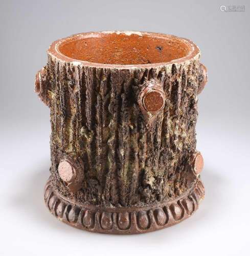 A VICTORIAN SALT-GLAZED STONEWARE \'TREE TRUNK\' PLANTER